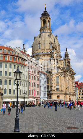 DRESDEN, GERMANY - JUNE 14: Cathedral and the town square of Dresden on June 14, 2014. Dresden is the capital city of the Free S Stock Photo