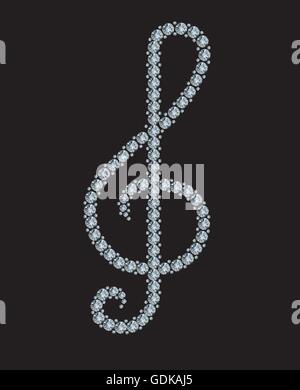 Diamond treble clef. Vector illustration Stock Vector