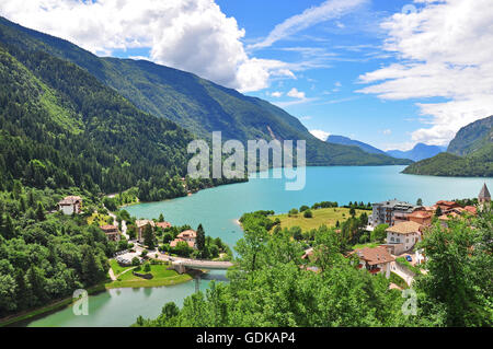 Molveno lake in italian Alps, Dolomites Stock Photo