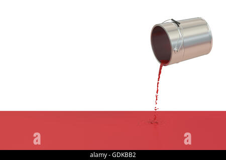 Red spilled paint concept, 3D rendering Stock Photo