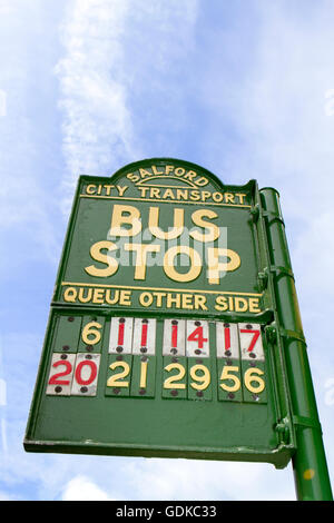 Salford City Transport Vintage Bus Stop. UK Stock Photo