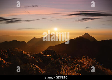 Mountain sunset sky, Doi Luang Chiang Dao, Thailand. Stock Photo