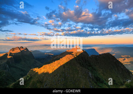 Mountain sunrise sky, Doi Luang Chiang Dao, Thailand. Stock Photo