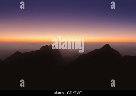 Mountain sunrise sky, Doi Luang Chiang Dao, Thailand. Stock Photo