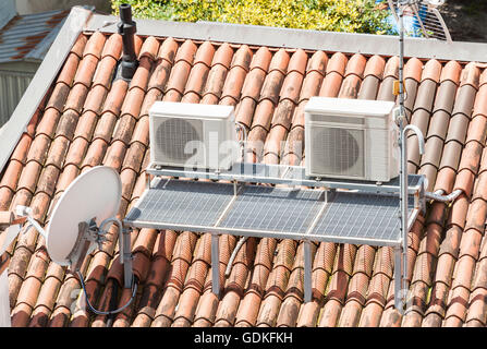 Rooftop deck for installing air conditioners and television antenna Stock Photo