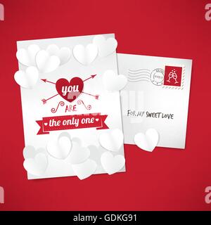 You are the only one love letter card with envelope and paper hearts
