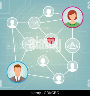 Meet new people and find new friends online using social networks Stock Vector