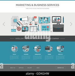 Marketing and communication web template, advertising and business improvement concept Stock Vector