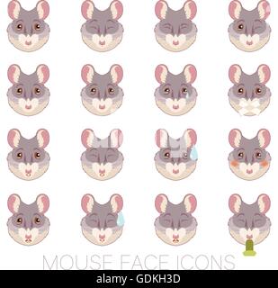 Set of Mouse faces Stock Vector