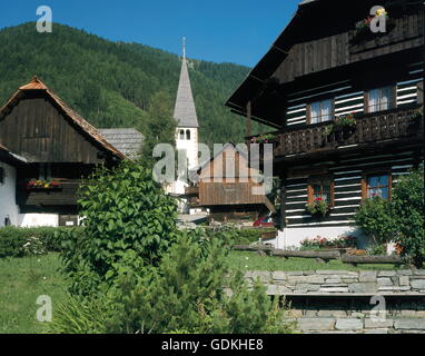 geography / travel, Austria, Carinthia, St. Oswald, city view / city views, view towards the village near Bad Kleinkirchheim, Stock Photo