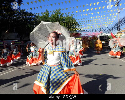 Koronadal, Philippines. 18th July, 2016. The 50th Golden Anniversary of South Cotabato in Mindanao culminates with the grand street dancing parade where thousands of local tourist enjoy the lively culture of the ethnic group, Christians and Muslims leaving in harmony in the once troubled province. © Sherbien Dacalanio/Pacific Press/Alamy Live News Stock Photo