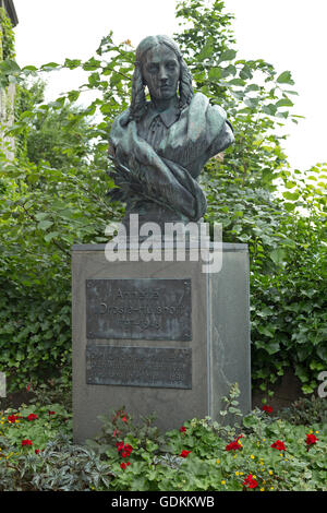 Annette-von-Droste-Hülshoff-bust, Meersburg, Lake Constance, Baden-Wuerttemberg, Germany Stock Photo