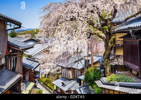 Kyoto, Japan in the Higashiyama district with cherry blossoms the springtime. Stock Photo