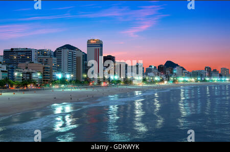 Ipanema beach at night in Rio de Janeiro Stock Photo