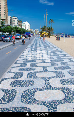 Sidewalk in Ipanema beach in Rio de Janeiro Stock Photo