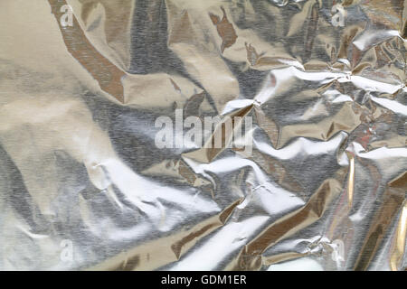 crumpled aluminium foil texture background Stock Photo