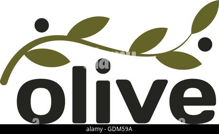 Isolated olive branch vector logo. Oil logotype. Natural healthy products icon. Stock Vector