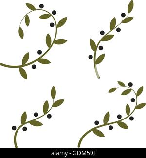 Isolated olive branch vector logo set. Oil logotypes collection. Peace day. Stock Vector