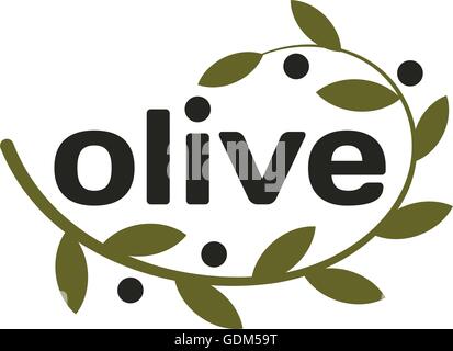 Isolated olive branch vector logo. Oil logotype. Natural healthy products icon. Stock Vector