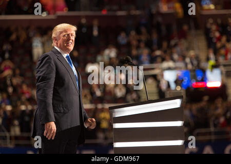 Cleveland, Ohio, USA. 18th July, 2016. Donald J. Trump introduces his wife Melania. First night at the Republican National Convention. Credit:  Philip Scalia/Alamy Live News Stock Photo