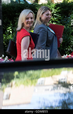 Downing Street, London, July 19th 2016. Justice Secretary and Lord Chancellor Liz Truss and Secretary of State for Culture, Media and Sport Karen Bradley, right, leave the first full cabinet meeting since Prime Minister Theresa May took office. Credit:  Paul Davey/Alamy Live News Stock Photo