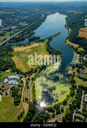 Witten, Germany 19th July, 2016 Aerial view, Bochum, Heveney - the spa in the Ruhr valley - leisure center Kemnade, outdoor pool on the edge of Kemnader lake Credit:  Hans Blossey/Alamy Live News Stock Photo