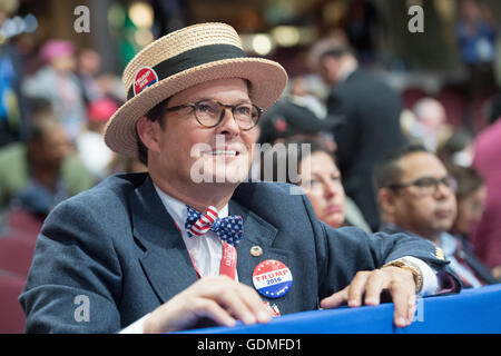 Cleveland, Ohio, USA . 19th July, 2016. GOP delegates during the second day of the Republican National Convention July 19, 2016 in Cleveland, Ohio. Earlier in the day the delegates formally nominated Donald J. Trump for president. Credit:  Planetpix/Alamy Live News Stock Photo