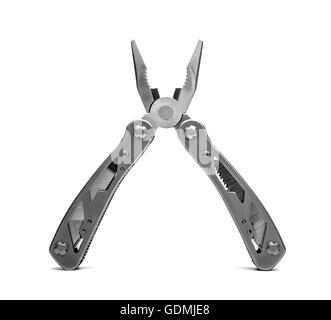 Steel multitool isolated on a white background Stock Photo