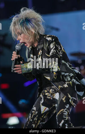 Diane Dufresne performs at the St-Jean show on the Plains of Abraham in Quebec City during the Fête nationale du Quebec, Thursday June 23, 2016. Stock Photo