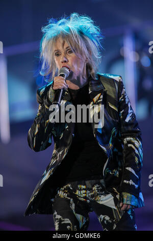 Diane Dufresne performs at the St-Jean show on the Plains of Abraham in Quebec City during the Fête nationale du Quebec, Thursday June 23, 2016. Stock Photo