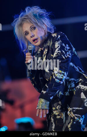 Diane Dufresne performs at the St-Jean show on the Plains of Abraham in Quebec City during the Fête nationale du Quebec, Thursday June 23, 2016. Stock Photo