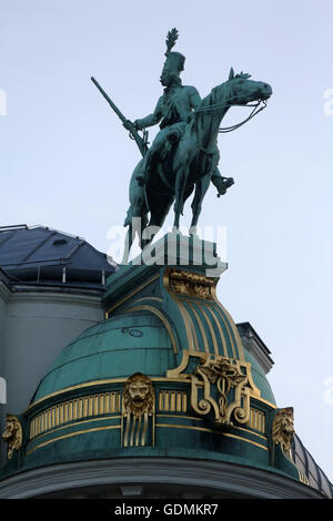 Horseman, Architectural artistic decorations on Hofburg palace, Vienna; Austria. Stock Photo