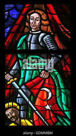 Stained glass in Votiv Kirche (The Votive Church) in Vienna, Austria Stock Photo