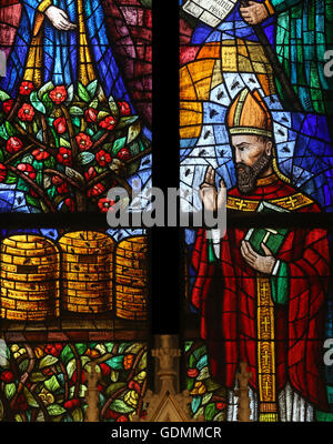 Stained glass in Votiv Kirche (The Votive Church) in Vienna, Austria Stock Photo