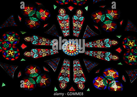 Stained glass in Votiv Kirche (The Votive Church) in Vienna, Austria Stock Photo