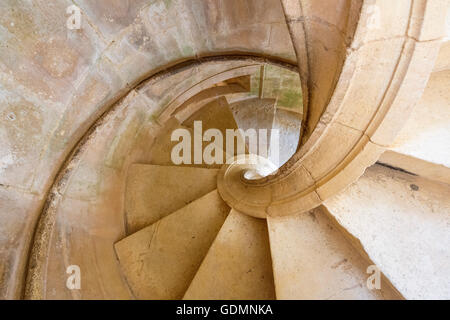 Spiral staircase, corner staircase from the Great Cloister of Diogo do Torralva, panorama, fortress of Tomar, the castle Stock Photo