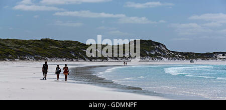 People walking on beach, Lucky Bay, Esperance Western Australia Stock Photo