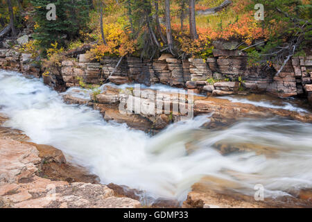 The Upper Provo River, Utah with fall colors. Stock Photo