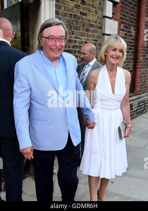 David Mellor and Penelope Lyttelton, Viscountess Cobham attending the Frost Summer Party Fundraiser, in aid of the Miles Frost Fund and in partnership with the British Heart Foundation, at Burton Court, in London. PRESS ASSOCIATION Photo. Picture date: Monday 18th July, 2016. Photo credit should read: Ian West/PA Wire Stock Photo