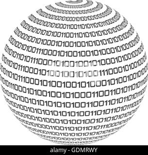sphere circle binary code icon Stock Vector