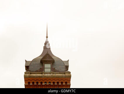 the top, spire of an old 1890s building in lower Manhattan, NYC Stock Photo
