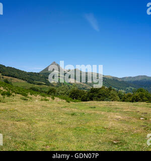 The mountains Puy Griou and Monts du Cantal, Département Cantal, Region Auvergne, France, Europe Stock Photo