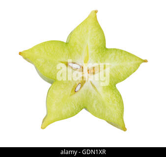 Fresh carambola star fruit slice isolated on white background Stock Photo