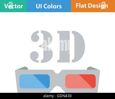 3d goggle icon. Flat color design. Vector illustration. Stock Vector