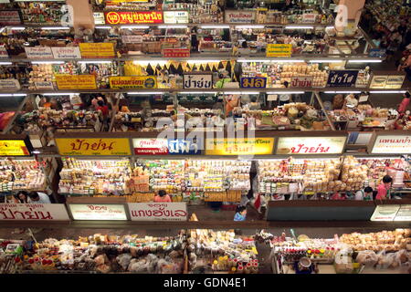 the food shops at the Talat Warorot in the city of chiang mai in the north of Thailand in Southeastasia. Stock Photo