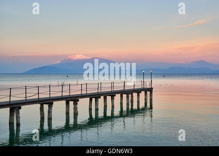 Landscape of Lake Garda, View from Sirmione in Lombardy, Italy. Stock Photo