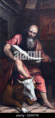 BRESCIA, ITALY - MAY 23, 2016: The painting of St. Matthew the Evangelist in church Chiesa di San Giovanni Evangelista Stock Photo