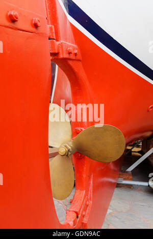 Propeller and rudder ship in dry dock. Stock Photo