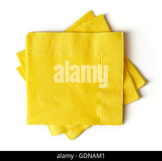 yellow paper napkins isolated on white background Stock Photo