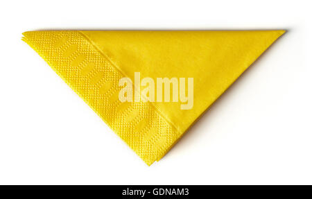 yellow paper napkin isolated on white background Stock Photo